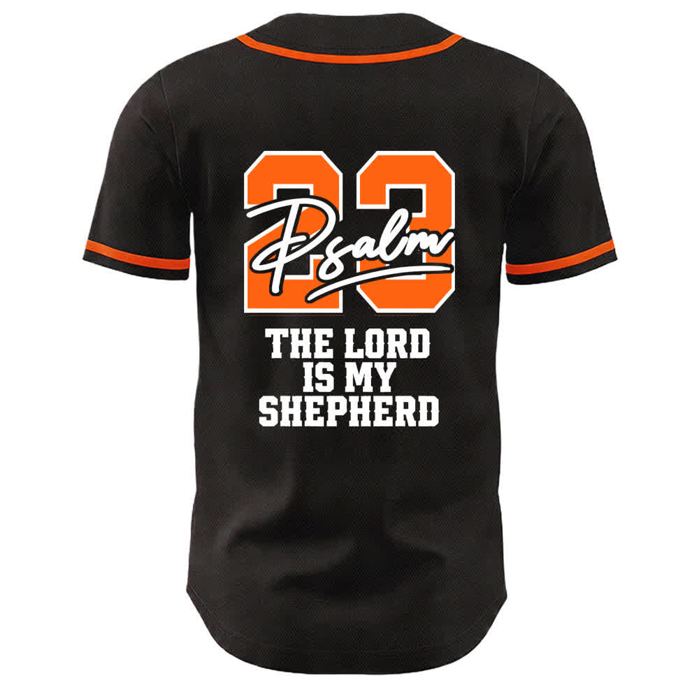 Christianartworkshop Salmo 23 Maglia da baseball nera e oro con scritta - image 16