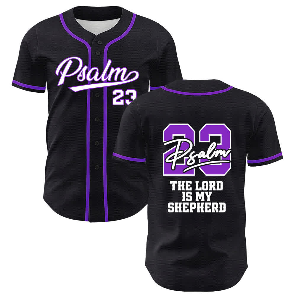Christianartworkshop Salmo 23 Maglia da baseball nera e oro con scritta - Viola - 5XL - image 18