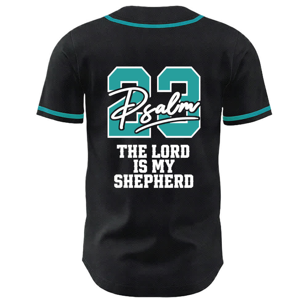 Christianartworkshop Salmo 23 Maglia da baseball nera e oro con scritta - image 7