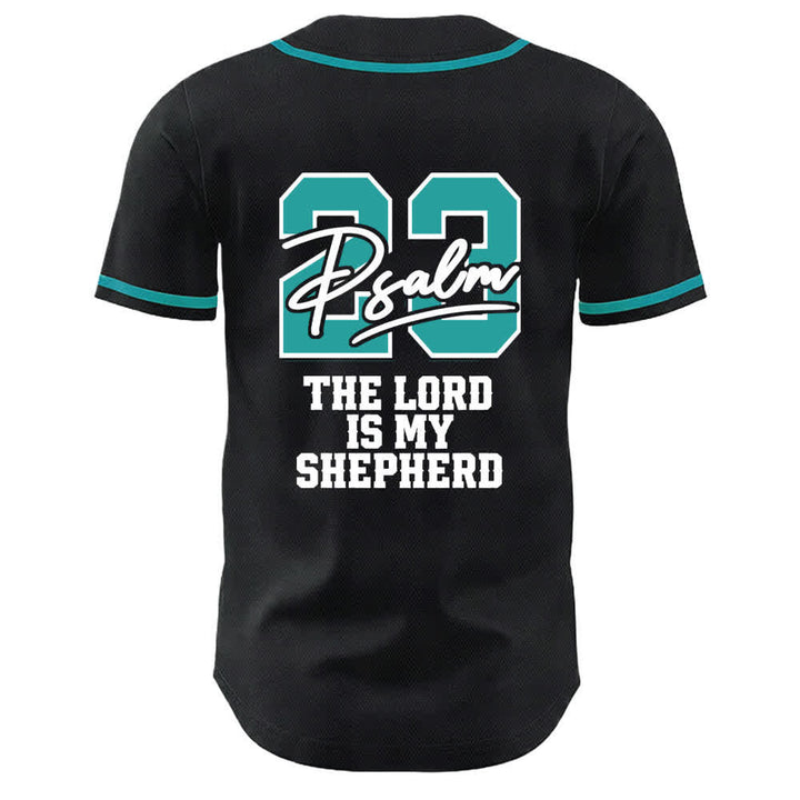 Christianartworkshop Salmo 23 Maglia da baseball nera e oro con scritta - image 7