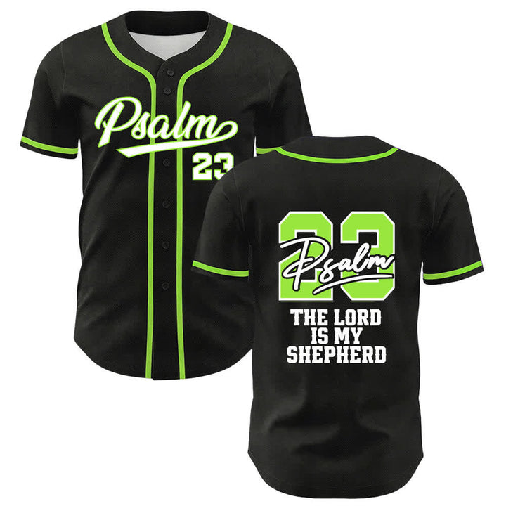 Christianartworkshop Salmo 23 Maglia da baseball nera e oro con scritta - Verde - 5XL - image 12
