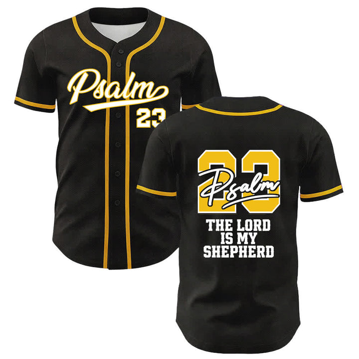 Christianartworkshop Salmo 23 Maglia da baseball nera e oro con scritta - Giallo - 5XL - image 0