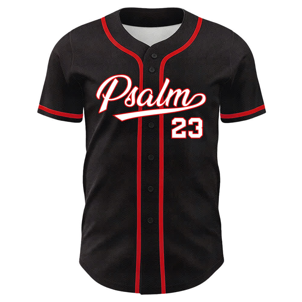 Christianartworkshop Salmo 23 Maglia da baseball nera e oro con scritta - image 23