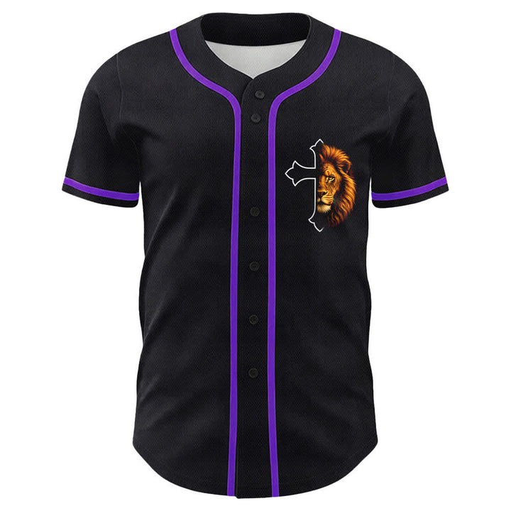Christianartworkshop Leone di Forza Filippesi 4:13 Maglia da baseball nera e oro - image 5