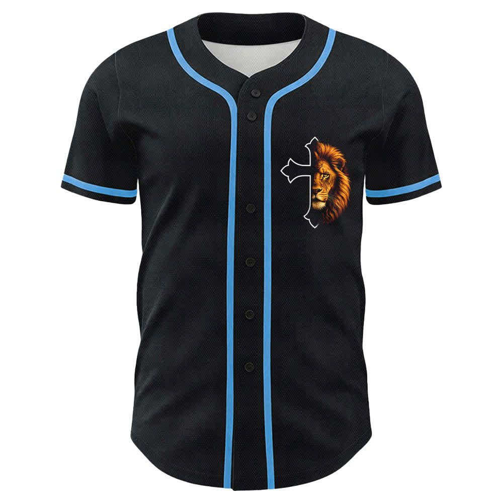 Christianartworkshop Leone di Forza Filippesi 4:13 Maglia da baseball nera e oro - image 8