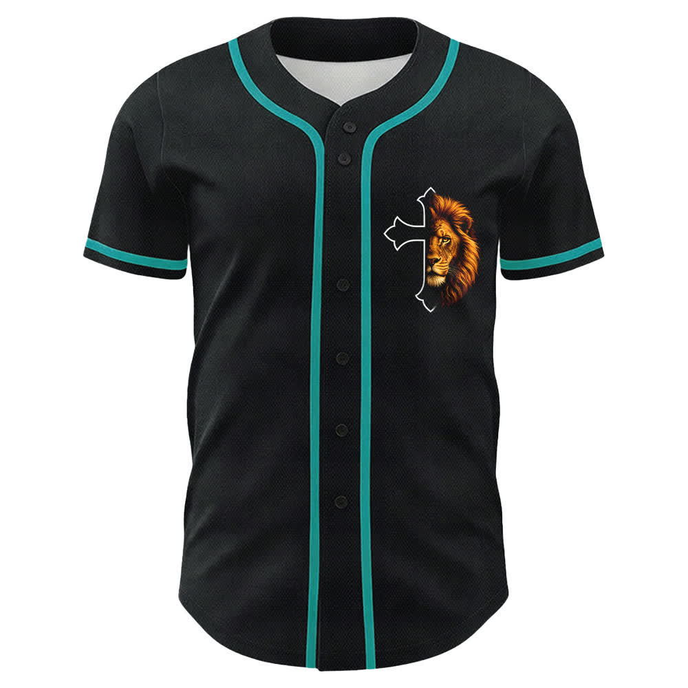 Christianartworkshop Leone di Forza Filippesi 4:13 Maglia da baseball nera e oro - image 23