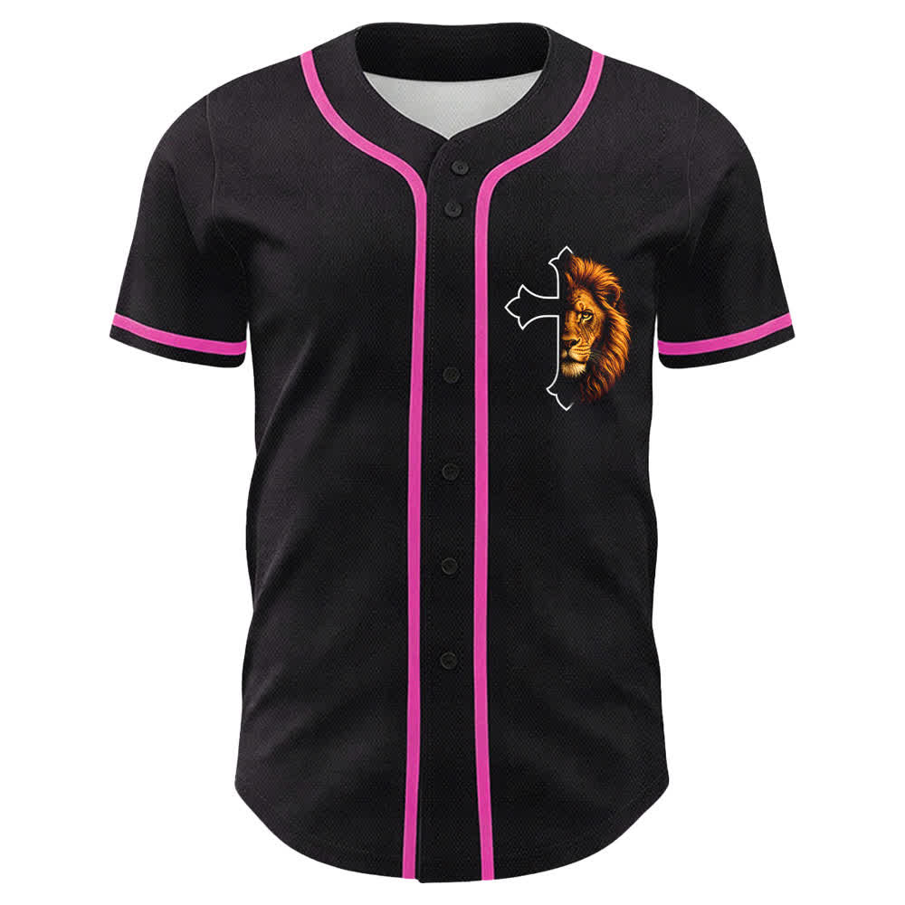 Christianartworkshop Leone di Forza Filippesi 4:13 Maglia da baseball nera e oro - image 17