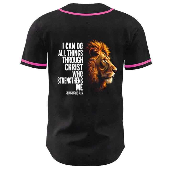 Christianartworkshop Leone di Forza Filippesi 4:13 Maglia da baseball nera e oro - image 16