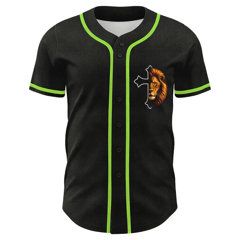 Christianartworkshop Leone di Forza Filippesi 4:13 Maglia da baseball nera e oro - image 14