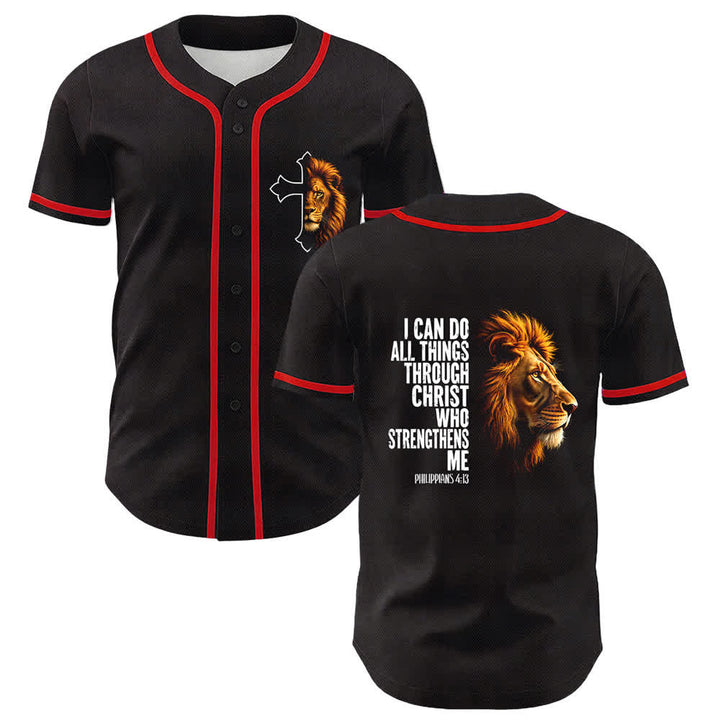 Christianartworkshop Leone di Forza Filippesi 4:13 Maglia da baseball nera e oro - Rosso - 5XL - image 9