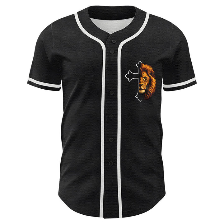 Christianartworkshop Leone di Forza Filippesi 4:13 Maglia da baseball nera e oro - image 26