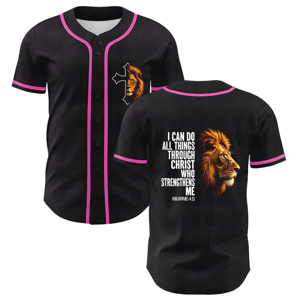 Christianartworkshop Leone di Forza Filippesi 4:13 Maglia da baseball nera e oro - Rosa - 5XL - image 15