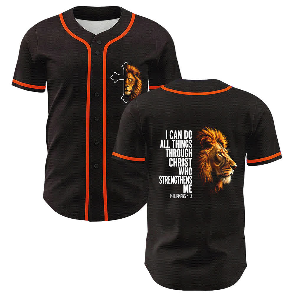 Christianartworkshop Leone di Forza Filippesi 4:13 Maglia da baseball nera e oro - Arancia - 5XL - image 18