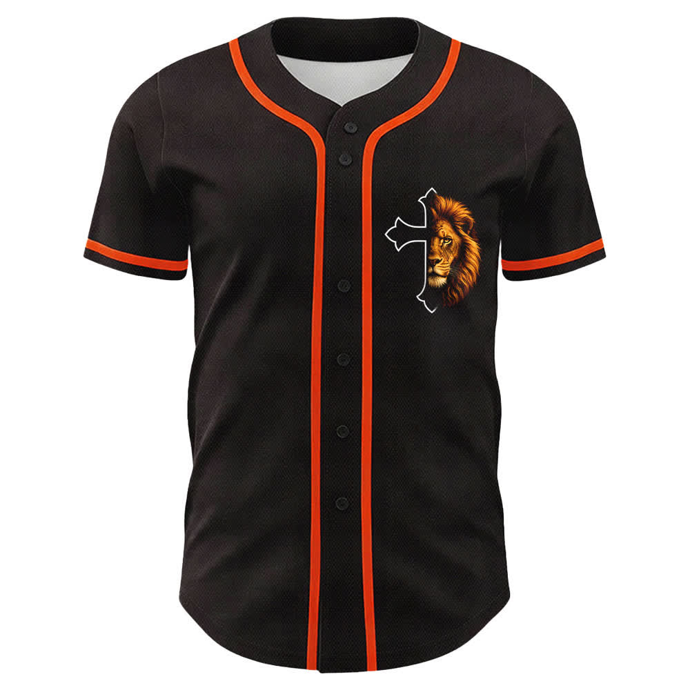 Christianartworkshop Leone di Forza Filippesi 4:13 Maglia da baseball nera e oro - image 20