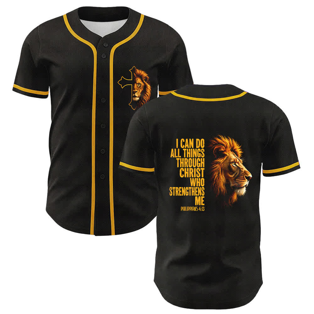 Christianartworkshop Leone di Forza Filippesi 4:13 Maglia da baseball nera e oro - Giallo - 5XL - image 0