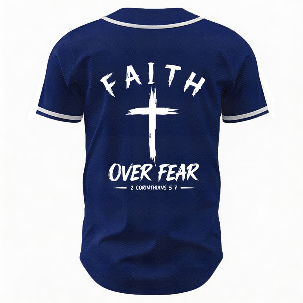 Christianartworkshop Faith Over Fear Maglia da baseball con bordo a contrasto - image 1