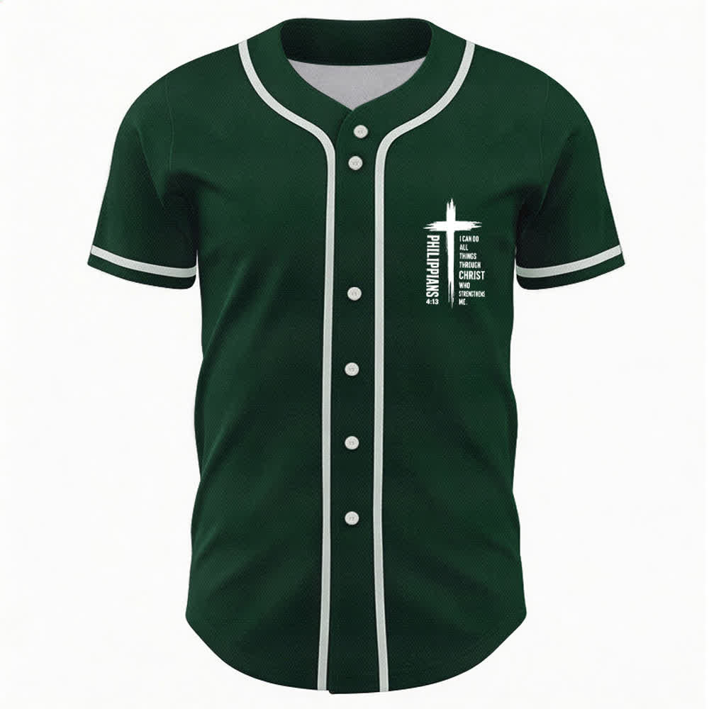 Christianartworkshop Filippesi 4:13 Maglia da baseball con grafica a croce e bordo a contrasto - image 16