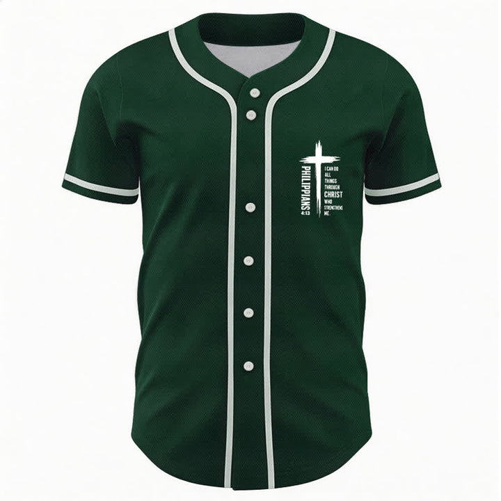 Christianartworkshop Filippesi 4:13 Maglia da baseball con grafica a croce e bordo a contrasto - image 16