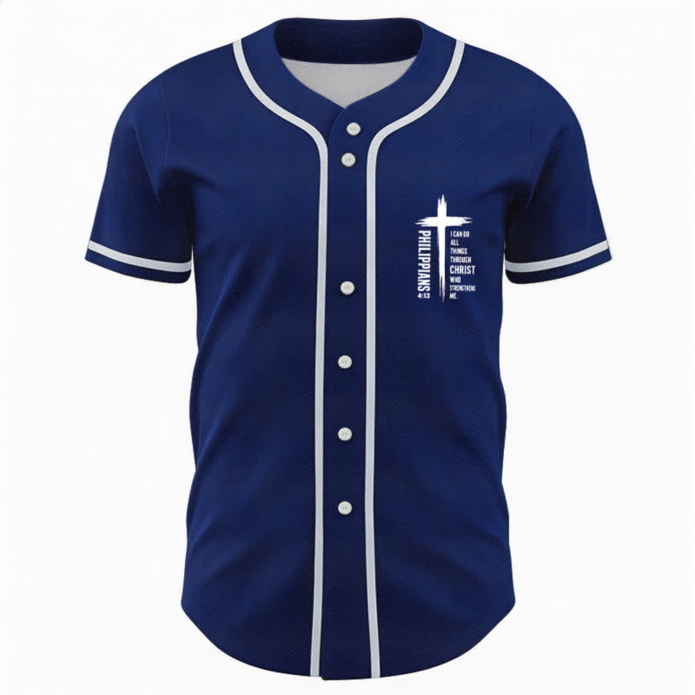Christianartworkshop Filippesi 4:13 Maglia da baseball con grafica a croce e bordo a contrasto - image 30