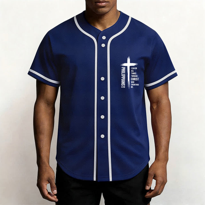 Christianartworkshop Filippesi 4:13 Maglia da baseball con grafica a croce e bordo a contrasto - image 32