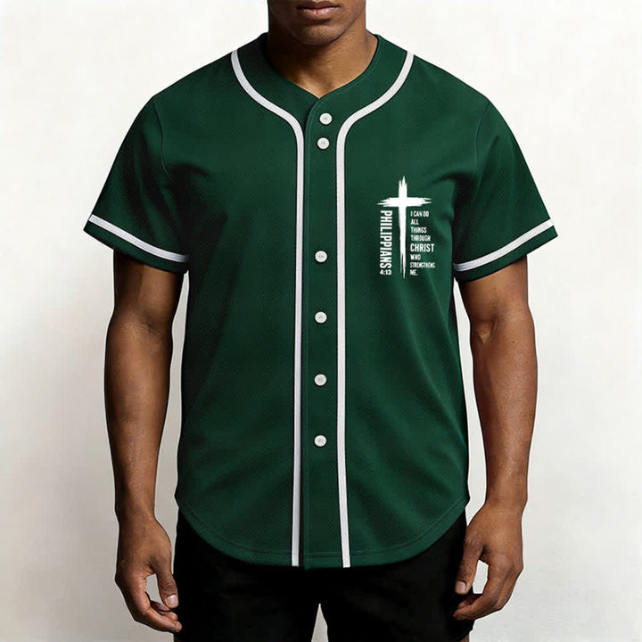 Christianartworkshop Filippesi 4:13 Maglia da baseball con grafica a croce e bordo a contrasto - image 20