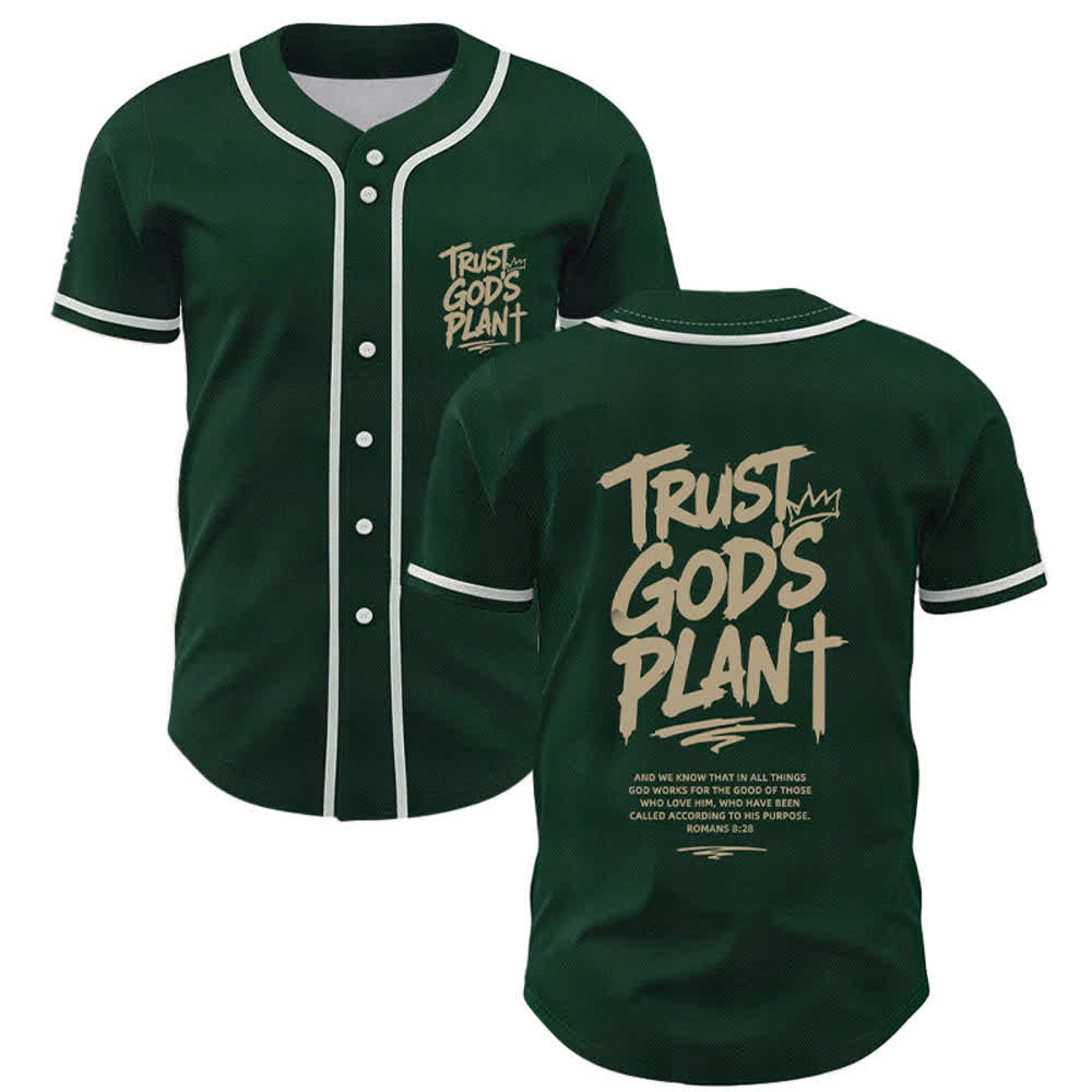 Christianartworkshop Affidati al piano di Dio Maglia da baseball con bottoni - Verde - 5XL - image 14