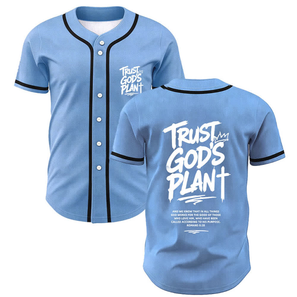 Christianartworkshop Affidati al piano di Dio Maglia da baseball con bottoni - Blu celeste - 5XL - image 49