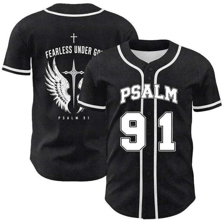 Christianartworkshop Salmo 91 Senza paura sotto Dio Maglia da baseball - Bianco - 5XL - image 0