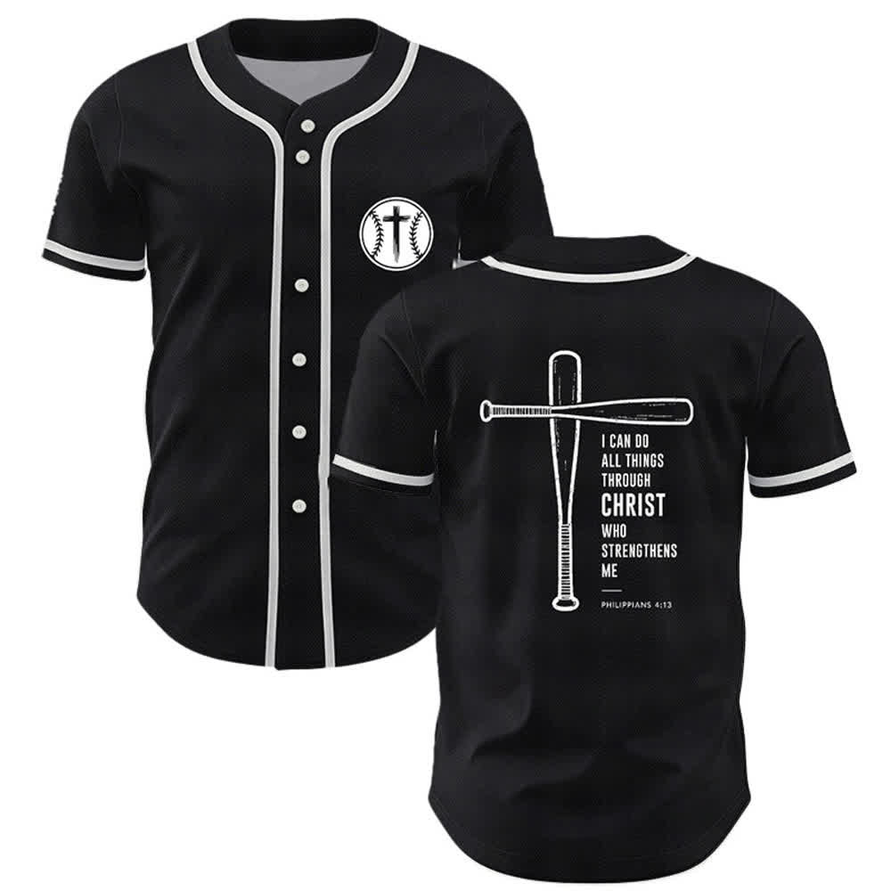 Christianartworkshop Maglia da baseball "Posso fare ogni cosa in Cristo" - Nero - 5XL - image 0