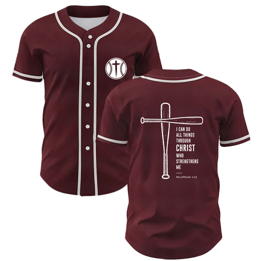 Christianartworkshop Maglia da baseball "Posso fare ogni cosa in Cristo" - Vino - 5XL - image 14