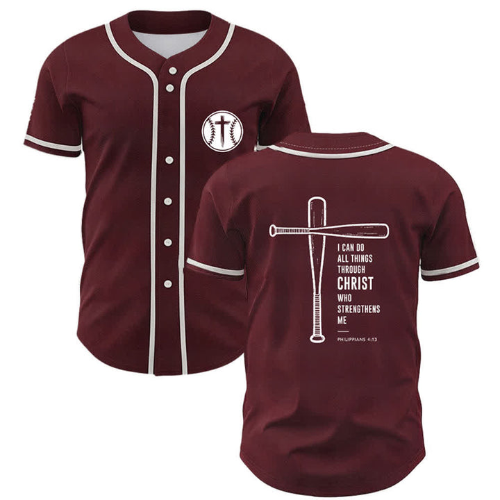 Christianartworkshop Maglia da baseball "Posso fare ogni cosa in Cristo" - Vino - 5XL - image 14