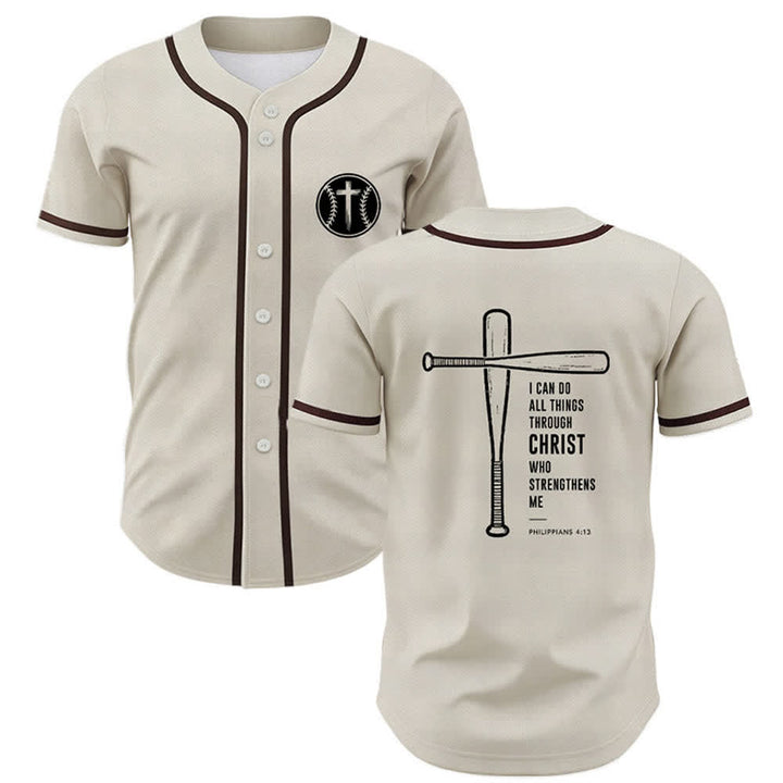 Christianartworkshop Maglia da baseball "Posso fare ogni cosa in Cristo" - Beige - 5XL - image 28