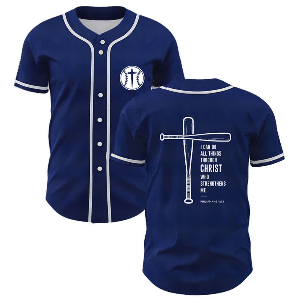 Christianartworkshop Maglia da baseball "Posso fare ogni cosa in Cristo" - Blu navy - 5XL - image 35