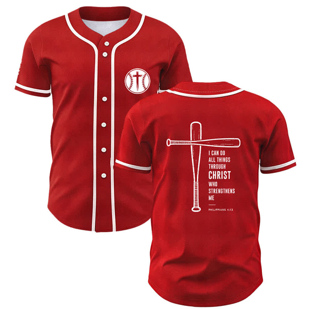 Christianartworkshop Maglia da baseball "Posso fare ogni cosa in Cristo" - Rosso - 5XL - image 42