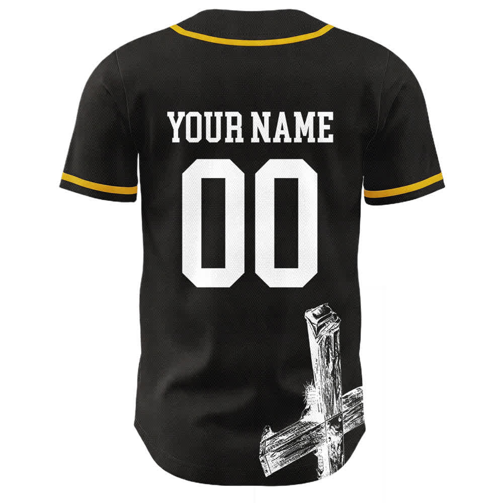 Christianartworkshop Maglia da baseball personalizzata con nome "Gesù salva" - image 1