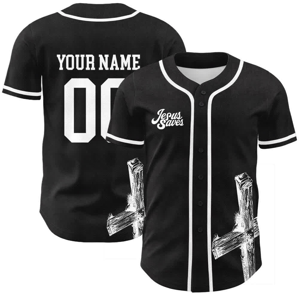 Christianartworkshop Maglia da baseball personalizzata con nome "Gesù salva" - Nome & Numero personalizzati - Bianco - 5XL - image 12