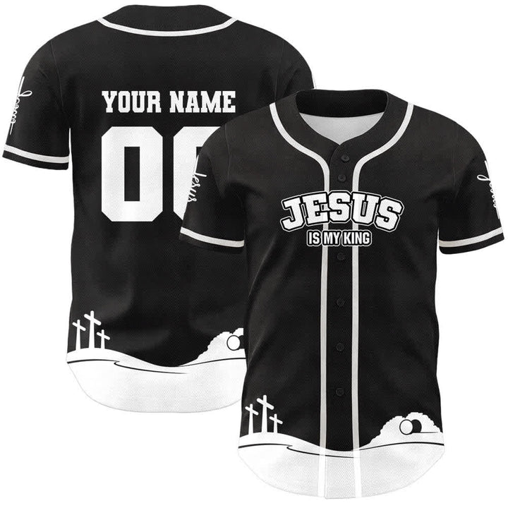Christianartworkshop Gesù è il mio Re Maglia da baseball personalizzata con nome e numero - Nome & Numero personalizzati - Bianco - 5XL - image 3