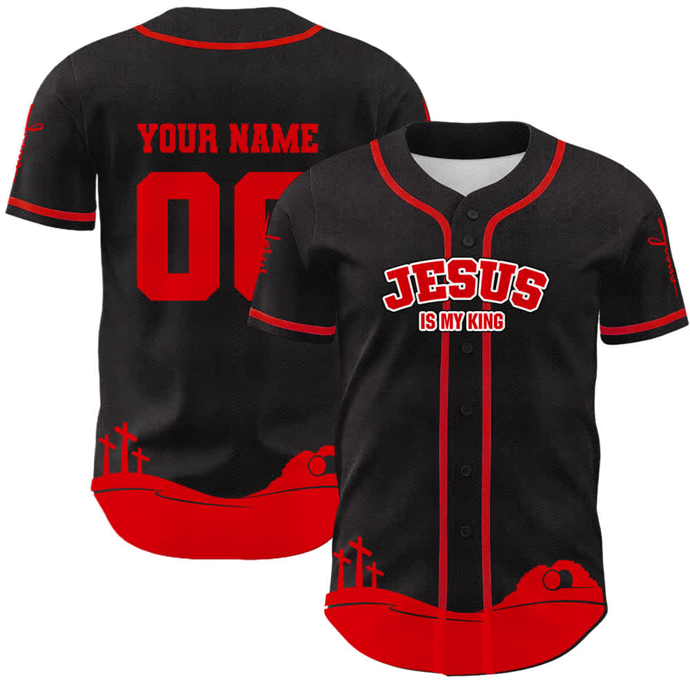 Christianartworkshop Gesù è il mio Re Maglia da baseball personalizzata con nome e numero - Nome & Numero personalizzati - Rosso - 5XL - image 15
