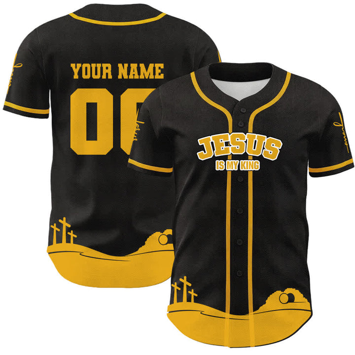 Christianartworkshop Gesù è il mio Re Maglia da baseball personalizzata con nome e numero - Nome & Numero personalizzati - Giallo - 5XL - image 18