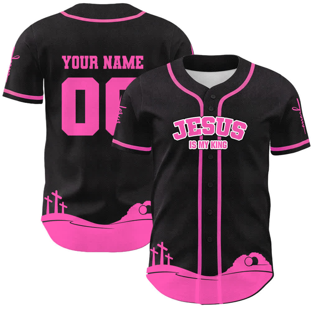 Christianartworkshop Gesù è il mio Re Maglia da baseball personalizzata con nome e numero - Nome & Numero personalizzati - Rosa - 5XL - image 21