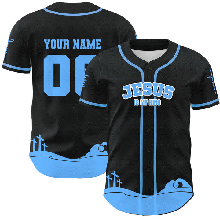 Christianartworkshop Gesù è il mio Re Maglia da baseball personalizzata con nome e numero - Nome & Numero personalizzati - Blu celeste - 5XL - image 12