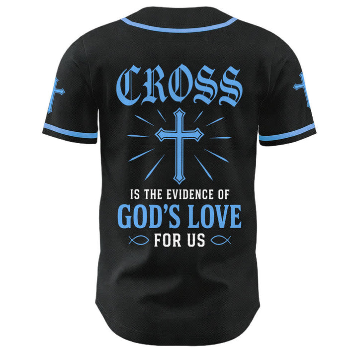 Christianartworkshop Maglia da baseball con croce di Gesù nera e oro con bottoni - image 16