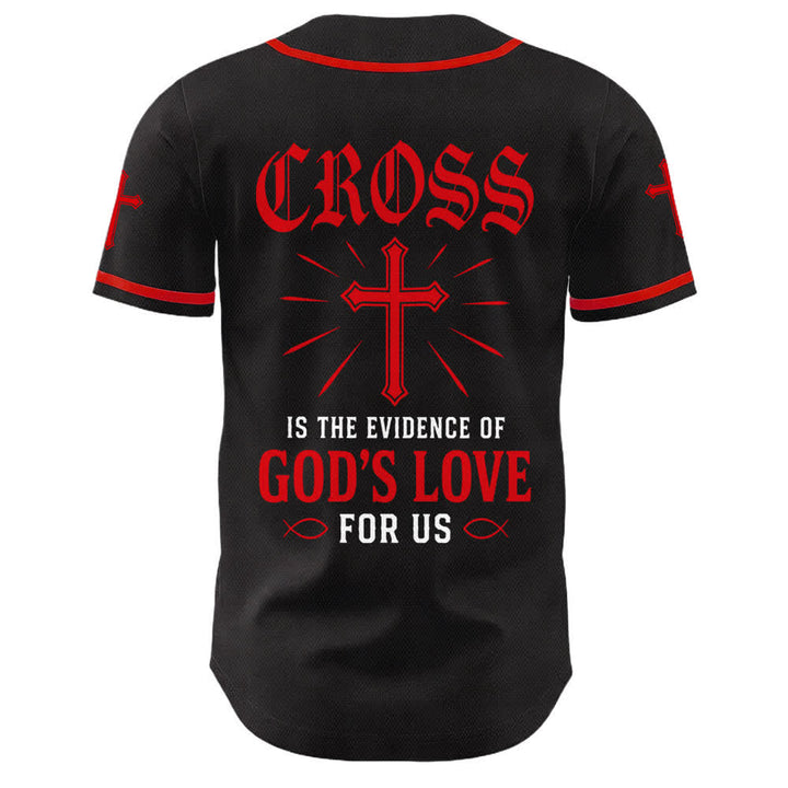 Christianartworkshop Maglia da baseball con croce di Gesù nera e oro con bottoni - image 25