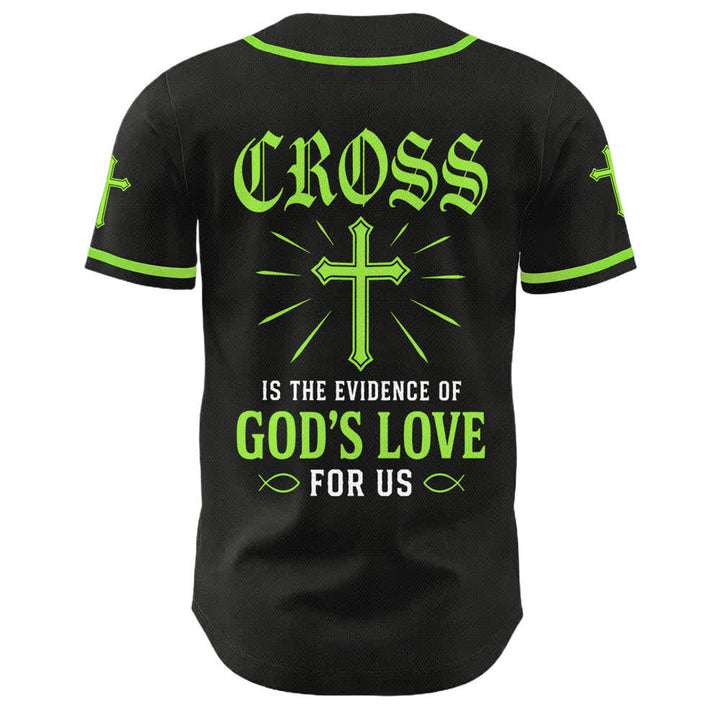 Christianartworkshop Maglia da baseball con croce di Gesù nera e oro con bottoni - image 19