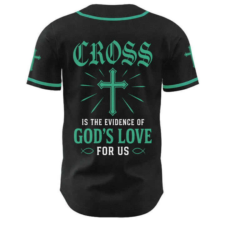 Christianartworkshop Maglia da baseball con croce di Gesù nera e oro con bottoni - image 7