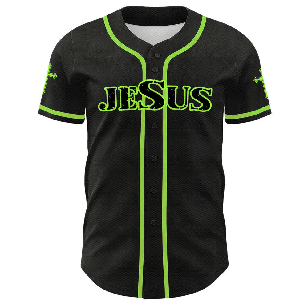 Christianartworkshop Maglia da baseball con croce di Gesù nera e oro con bottoni - image 20