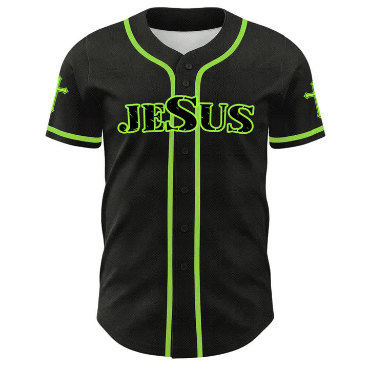 Christianartworkshop Maglia da baseball con croce di Gesù nera e oro con bottoni - image 20