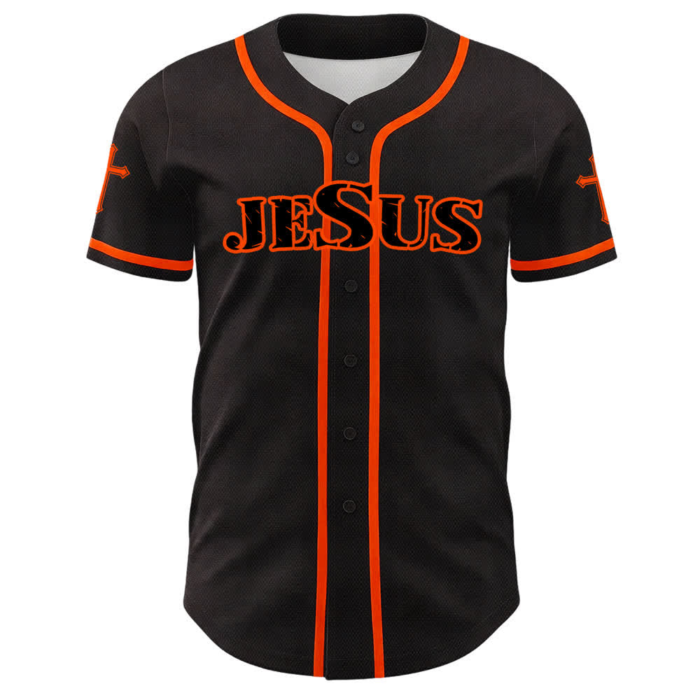 Christianartworkshop Maglia da baseball con croce di Gesù nera e oro con bottoni - image 23