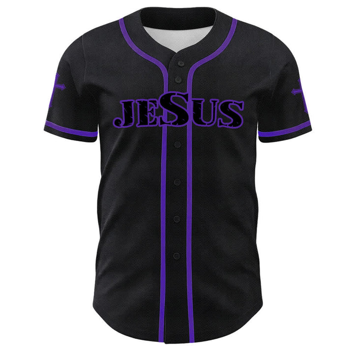 Christianartworkshop Maglia da baseball con croce di Gesù nera e oro con bottoni - image 14