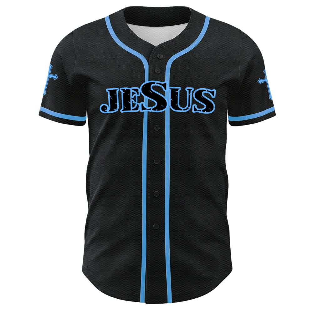 Christianartworkshop Maglia da baseball con croce di Gesù nera e oro con bottoni - image 17